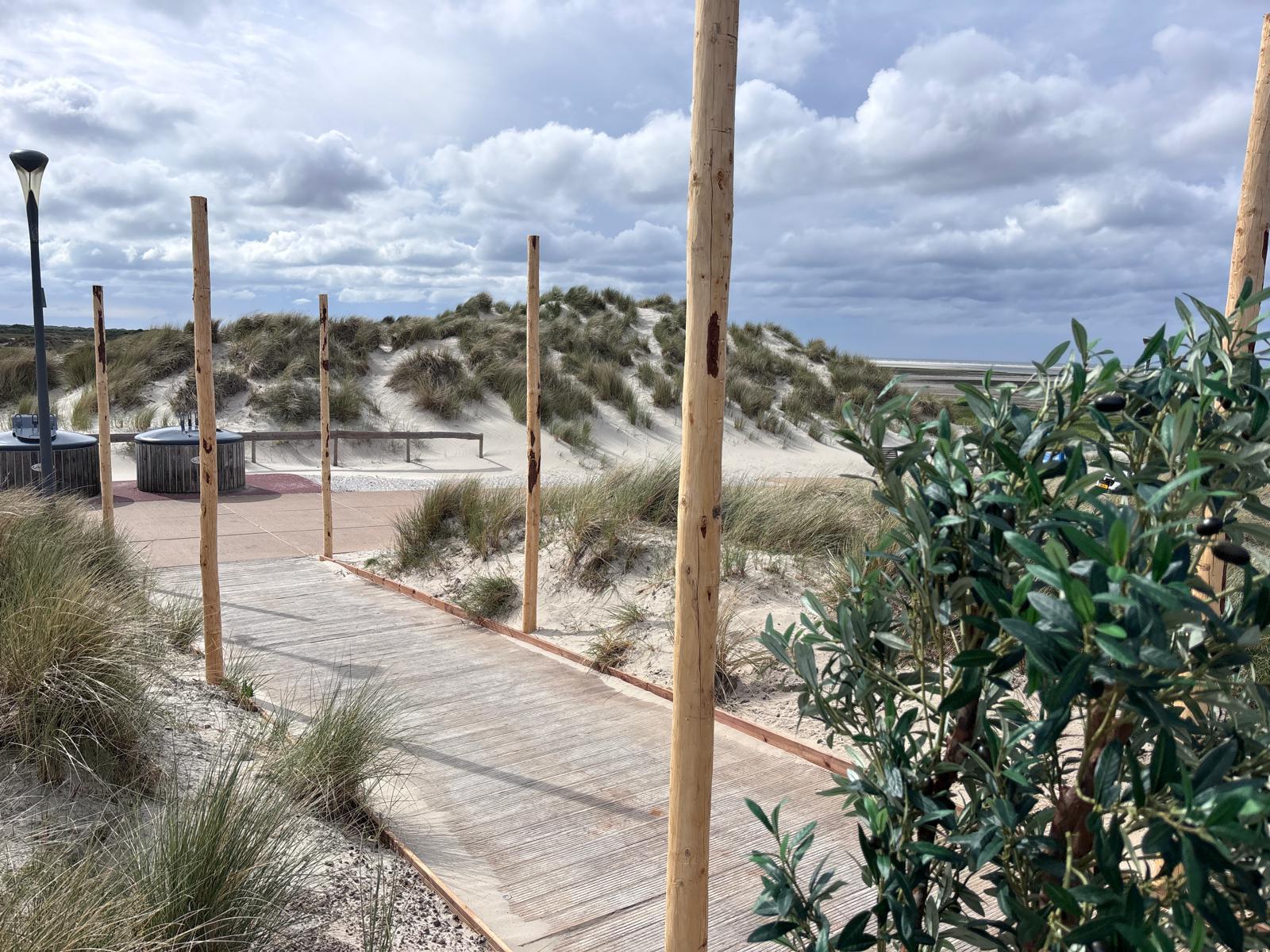 Houten looppad door de duinen van Ameland richting het strand bij Sea You at Ballum
